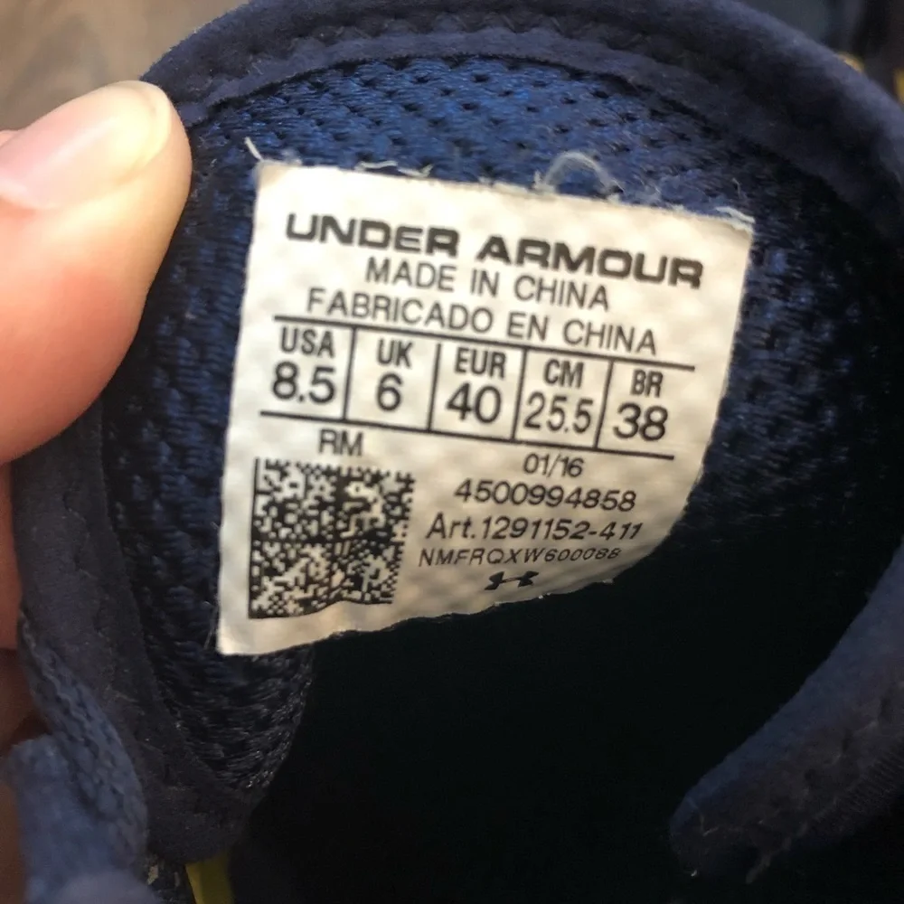 Under Armour AMP Notre Dame Navy Blue & Gold Sneakers